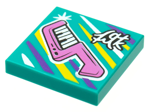 [P 3068bpb1641 (Dark Turquoise)] Tile 2 x 2 with Groove with BeatBit Album Cover - Keytar Pattern