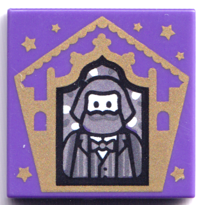 [P 3068pb1736 (Dark Purple)] Tile 2 x 2 with HP Chocolate Frog Card Bertie Bott Pattern