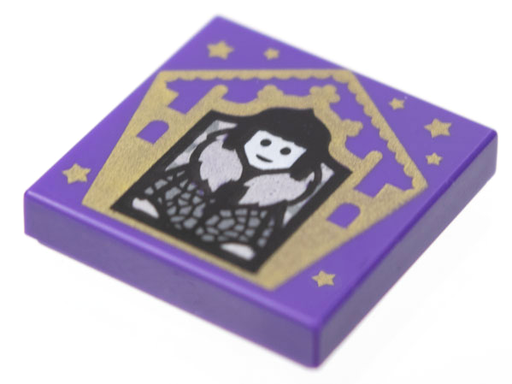 [P 3068pb1738 (Dark Purple)] Tile 2 x 2 with HP Chocolate Frog Card Olympe Maxime Pattern