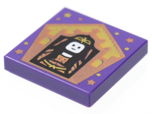 [P 3068pb1740 (Dark Purple)] Tile 2 x 2 with HP Chocolate Frog Card Rowena Ravenclaw Pattern