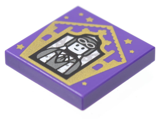 [P 3068pb1741 (Dark Purple)] Tile 2 x 2 with HP Chocolate Frog Card Jocunda Sykes Pattern