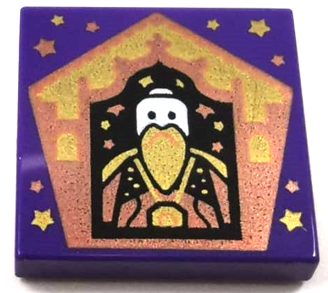 [P 3068pb1748 (Dark Purple)] Tile 2 x 2 with HP Chocolate Frog Card Salazar Slytherin Pattern