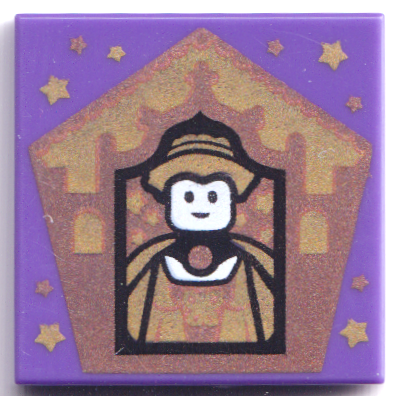 [P 3068pb1749 (Dark Purple)] Tile 2 x 2 with HP Chocolate Frog Card Helga Hufflepuff Pattern