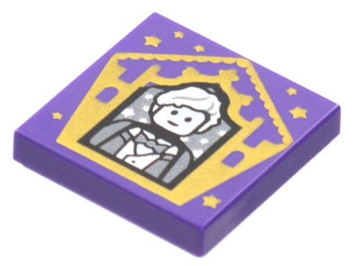 [P 3068pb1751 (Dark Purple)] Tile 2 x 2 with HP Chocolate Frog Card Newt Scamander Pattern