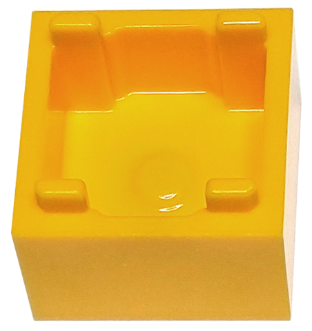 [P 2821 (Bright Light Orange)] Container, Box 2 x 2 x 1 - Top Opening with Raised Inner Bottom
