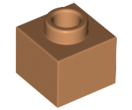 [P 86996 (Medium Nougat)] Brick, Modified 1 x 1 x 2/3 with Open Stud