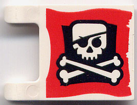 [P 2335pb008 (White)] Flag 2 x 2 Square with Skull and Crossbones (Eye Patch) Pattern