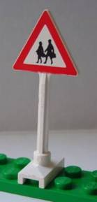 [P 649pb04 (White)] Road Sign Triangle with Pedestrian Crossing 2 People Pattern