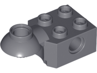 [P 48170 (Dark Bluish Gray)] Technic, Brick Modified 2 x 2 with Pin Hole and Rotation Joint Ball Half Horizontal