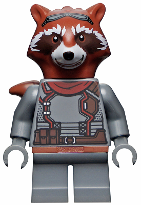 [M sh742 (No Colour)] Rocket Raccoon - Dark Bluish Gray Outfit, Reddish Brown Head
