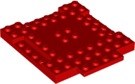 [P 15624 (Red)] Brick, Modified 8 x 8 x 2/3 with 1 x 4 Indentations and 1 x 4 Plate