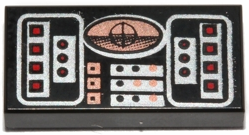 [P 3069ps2 (Black)] Tile 1 x 2 with Avionics SW Copper, Red & Silver Pattern