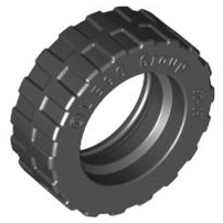 [P 92409 (Black)] Tire 17.5mm D. x 6mm with Shallow Staggered Treads - Band Around Center of Tread