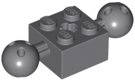 [P 17114 (Dark Bluish Gray)] Technic, Brick Modified 2 x 2 with 2 Ball Joints and Axle Hole