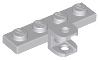 [P 98263 (Light Bluish Gray)] Plate, Modified 1 x 4 with Tow Ball Socket, Flattened with Holes