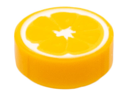 [P 98138pb262 (Bright Light Orange)] Tile, Round 1 x 1 with Orange Fruit Slice Pattern