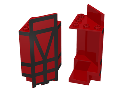 [P 2345p01 (Red)] Panel 3 x 3 x 6 Corner Wall with Black Lines Pattern