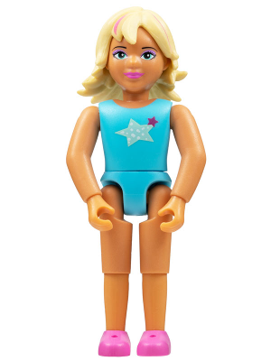[M belvfemale48 (No Colour)] Belville Female - Bright Light Blue Swimsuit with Yellow and Magenta Stars, Light Yellow Hair w/ Dark Pink Streaks