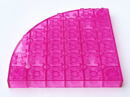 [P 47376 (Trans-Dark Pink)] Brick, Round Corner 12 x 12 with 3 Support Pegs
