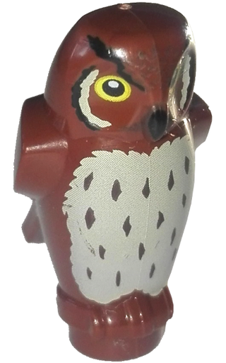 [P 92084pb01 (Reddish Brown)] Owl, Angular Features with Black Beak, Yellow Eyes, and Tan Chest Feathers Pattern (HP Pigwidgeon)