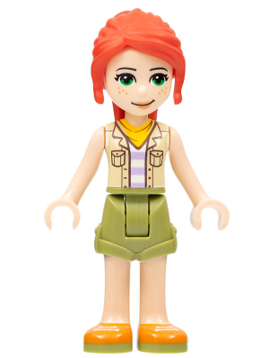 [M frnd527 (No Colour)] Friends Mia - Olive Green Shorts, Orange Shoes, Tan Vest, Bright Light Orange Scarf