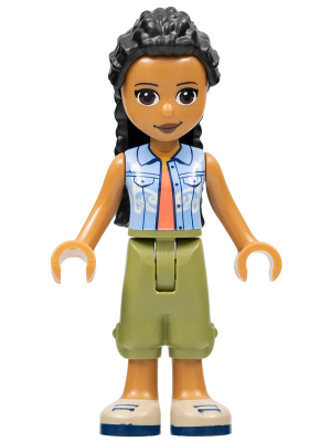 [M frnd528 (No Colour)] Friends Dr. Makena - Olive Green Trousers, Tan Shoes, Bright Light Blue Vest over Coral Shirt