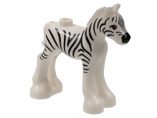 [P 11241pb08 (White)] Horse, Friends, Foal with Dark Orange Eyes, Black Eyebrows, and Zebra Stripes Pattern