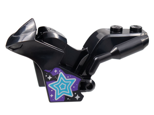 [P 75533pb05 (Black)] Motorcycle Fairing, Stuntz Sport Bike Tapered Front with Medium Azure, Dark Pink, and Silver Stars Pattern
