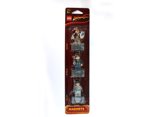 [G 852719 (No Colour)] Magnet Set, Minifigures Indiana Jones (3) - Indiana Jones, Mutt Williams, Irina Spalko - with 2 x 4 Brick Bases blister pack