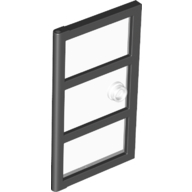 [P 60797pb04 (Black)] Door 1 x 4 x 6 with 3 Panes with Molded Trans-Clear Glass with Stud Handle Pattern