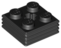 [P 71752 (Black)] Brick, Modified 2 x 2 x 2/3 Ribbed with Axle Hole