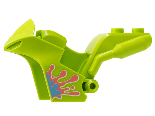 [P 75533pb02 (Lime)] Motorcycle Fairing, Stuntz Sport Bike Tapered Front with Medium Blue and Coral Splotch Pattern