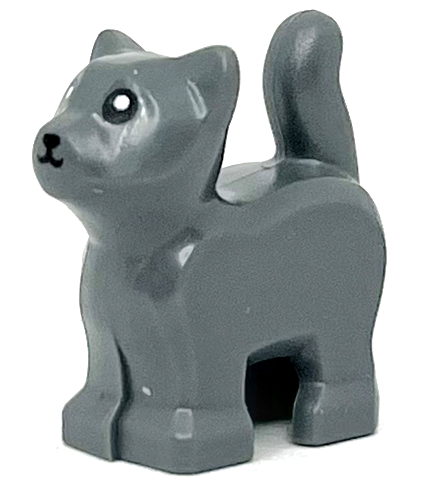 [P 80686pb01 (Dark Bluish Gray)] Cat, Baby Kitten, Standing with Black Mouth, Nose, and Eyes Pattern