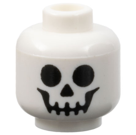 [P 3626bpb0001 (White)] Minifigure, Head with Black Standard Skull Pattern - Blocked Open Stud