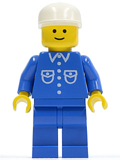 [M but016 (No Colour)] Shirt with 6 Buttons - Blue, Blue Legs, White Cap