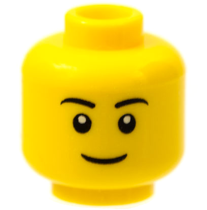 [P 3626pb0628 (Yellow)] Minifigure, Head Black Eyebrows, Thin Grin, Black Eyes with White Pupils Pattern