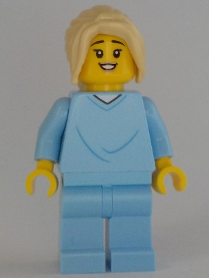 [M cty1347 (No Colour)] Mother, Bright Light Blue Hospital Gown, Tan Hair