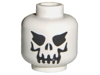 [P 3626px115 (White)] Minifigure, Head Skull Evil with Eyebrows, Black Print Pattern