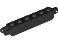 [P 30388 (Black)] Hinge Brick 1 x 6 Locking with 1 Finger Vertical End and 2 Fingers Vertical End