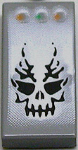 [P 3069pb0040 (Dark Bluish Gray)] Tile 1 x 2 with Alpha Team Ogel Skull and 3 Buttons Pattern