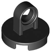 [P 74698 (Black)] Tile, Round 2 x 2 with Lifting Ring Thick and Bottom Stud Holder