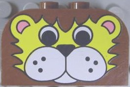[P 4744px6 (Brown)] Slope, Curved 4 x 2 x 2 Double with 4 Studs with Lion Face Pattern