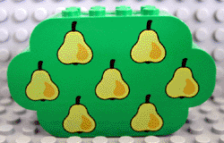 [P 6214px1 (Green)] Slope, Curved 8 x 2 x 4 Triple with 8 Studs with Yellow Pears Pattern