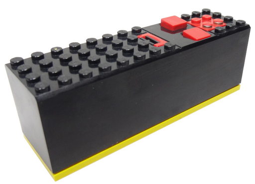 [P 2847c02 (Black)] Electric 9V Battery Box 4 x 14 x 4 with Red Buttons and Contact Plate with Yellow Base (2846 / 2847c00)