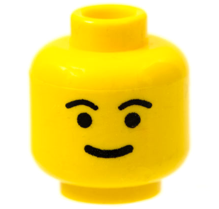 [P 3626p05 (Yellow)] Minifigure, Head Standard Grin, Black Eyebrows, Thick Mouth Pattern