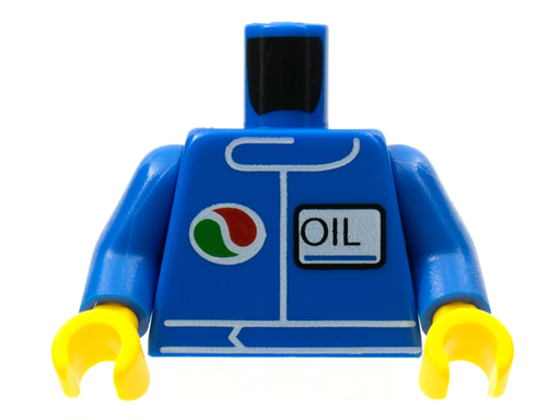 [P 973pb0106c01 (Blue)] Torso Octan Logo and 'OIL' Pattern (Undetermined Type) / Blue Arms / Yellow Hands
