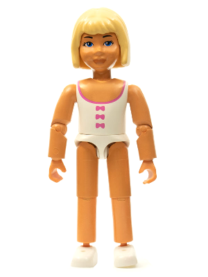 [M belvfemale20 (No Colour)] Belville Female - White Swimsuit with Dark Pink Bows Pattern, Light Yellow Hair (75296)
