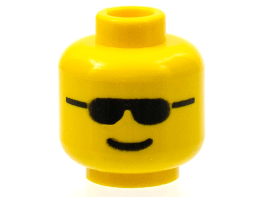 [P 3626p04 (Yellow)] Minifigure, Head Glasses with Black Sunglasses and Standard Grin Pattern