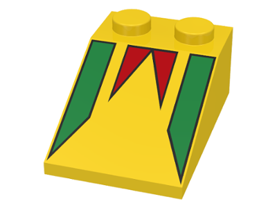 [P 3298p19 (Yellow)] Slope 33 3 x 2 with Green and Red FreeStyle Pennant Pattern