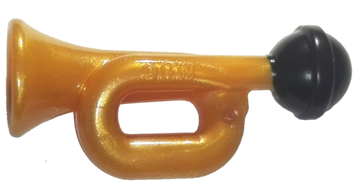 [P 87996pb01 (Pearl Gold)] Minifigure, Utensil Musical Instrument, Horn with Black Bulb Pattern